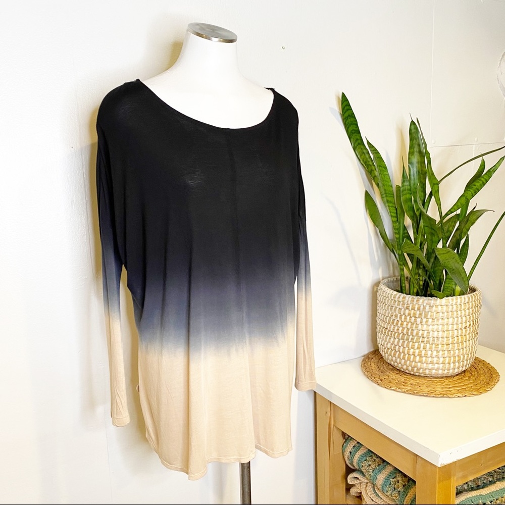 Young Fabulous & Broke | Dip Dye‎ Gradient Rayon Long Sleeve Tunic Top Sz. S - Picture 2 of 8